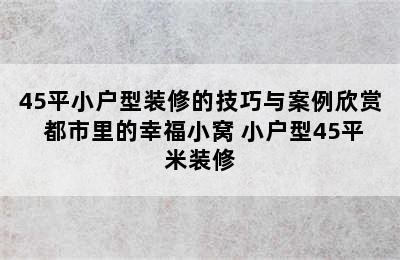 45平小户型装修的技巧与案例欣赏 都市里的幸福小窝 小户型45平米装修